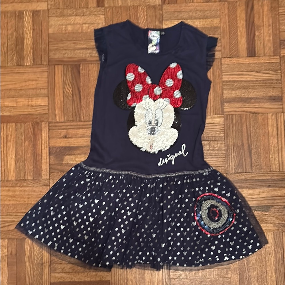 Disney Blue and White Ruffled Sundress Sleeveless Casual